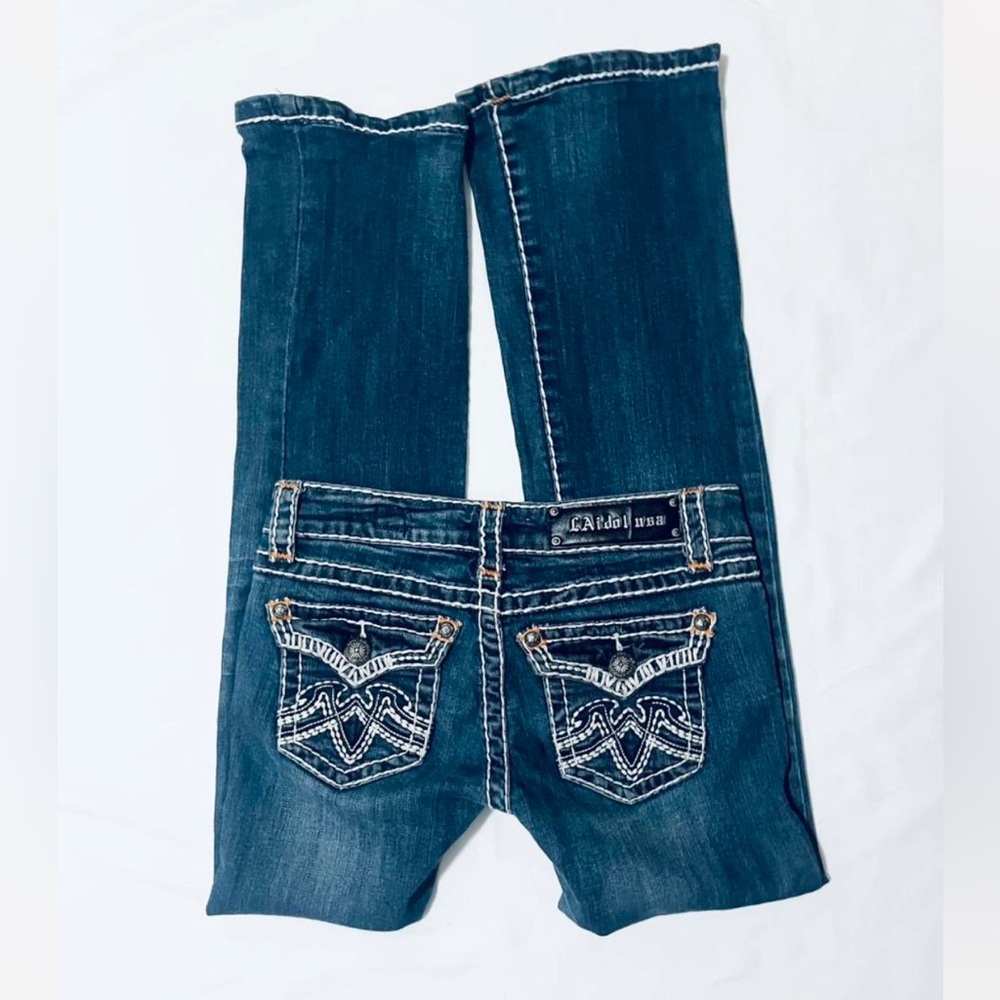 L.A. idol Women's Dark Wash Embroidered Back Pocket Jeans